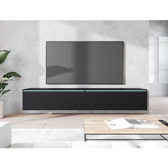 TV komoda DOROTHE 180 černá/vzor vlna 1