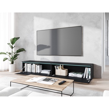 TV komoda DOROTHE 180 dub wotan/černá/vzor rybí kost 5
