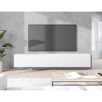 TV komoda DOROTHE 180 bílá/vzor vlna 1