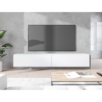 TV komoda DOROTHE 180 bílá/vzor rybí kost 1