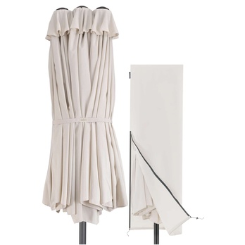 Slunečník DOUBLE krémová 2