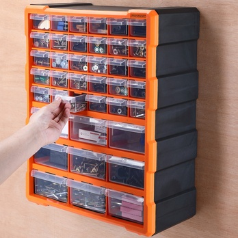 Organizér na drobné díly DRAWERS 2 oranžová/šedá 1