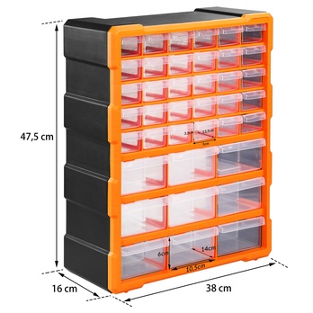 Organizér na drobné díly DRAWERS 2 oranžová/šedá 12