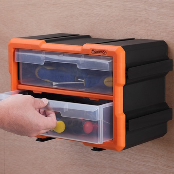 Organizér na drobné díly DRAWERS 3 oranžová/šedá 1