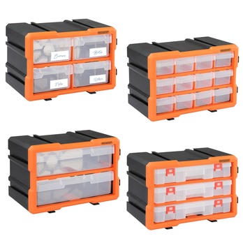 Organizér na drobné díly DRAWERS 4 oranžová/šedá 2