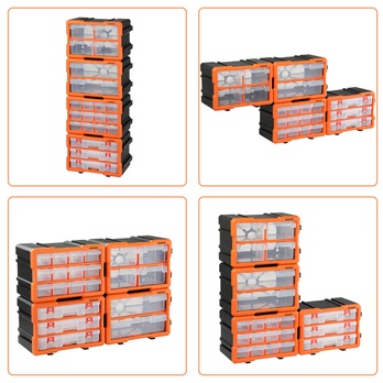 Organizér na drobné díly DRAWERS 4 oranžová/šedá 7