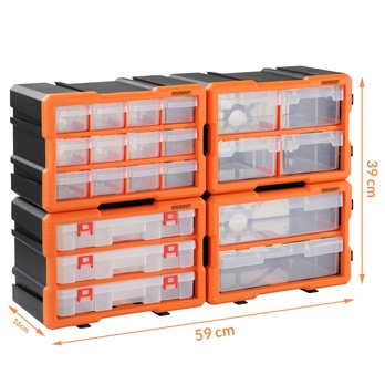 Organizér na drobné díly DRAWERS 4 oranžová/šedá 9