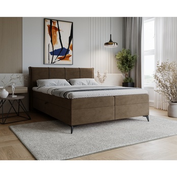 Postel s matrací a topperem DREAMER hnědá, 180x20 cm 1