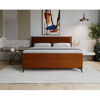 Postel s matrací a topperem DREAMER cihlově hnědá, 160x200 cm 2
