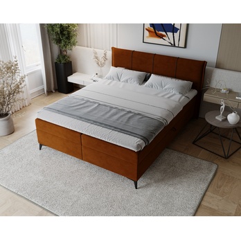 Postel s matrací a topperem DREAMER cihlově hnědá, 180x200 cm 1