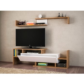 TV sestava DREAMY bílá/ořech 1