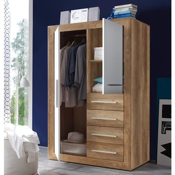 Šatní skříň DREANO dub canyon/bílá, šířka 107 cm 2