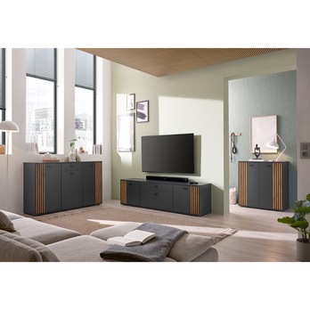 Komoda  DUBLIN 2 antracitová/dub evoke 1