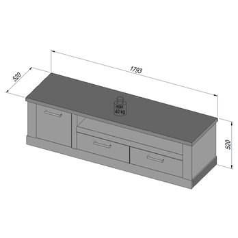 TV stolek DURO pinie bílá/dub antik, šířka 180 cm 11