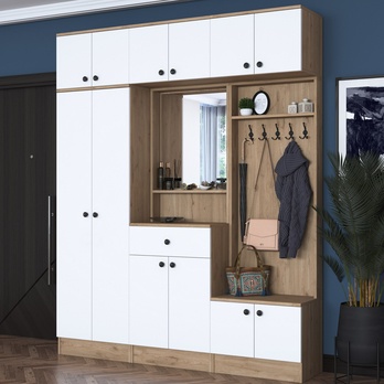 Předsíňová sestava ELA 10 bílá/ořech 1