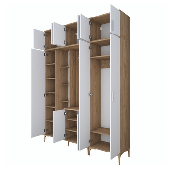 Předsíňová sestava ELA 11 ořech/bílá, 8 dvojitých háčků 2