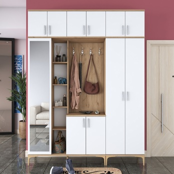 Předsíňová sestava ELA 11 ořech/bílá, 8 dvojitých háčků 6