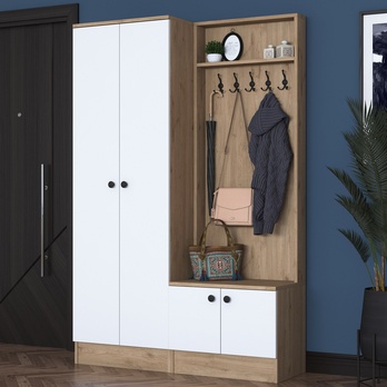 Předsíňová sestava ELA 5 bílá/ořech 1