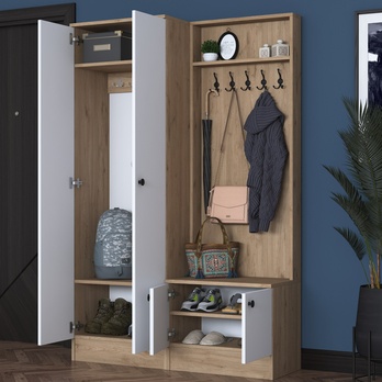 Předsíňová sestava ELA 5 bílá/ořech 2