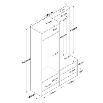 Předsíňová sestava ELA 5 bílá/ořech 7