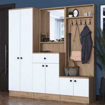 Předsíňová sestava ELA 8 bílá/ořech 1