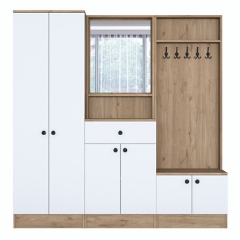 Předsíňová sestava ELA 8 bílá/ořech 3