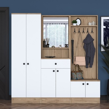 Předsíňová sestava ELA 8 bílá/ořech 5