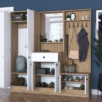 Předsíňová sestava ELA 8 bílá/ořech 7