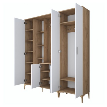 Předsíňová sestava ELA 9 ořech/bílá, 8 dvojitých háčků 2