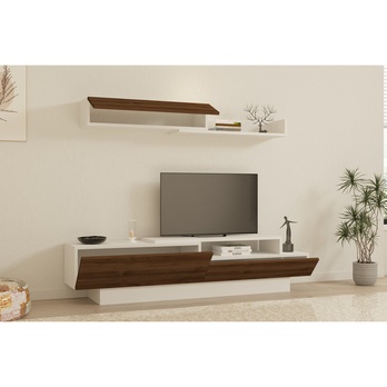 Obývací stěna ELDA bílá/ořech 2