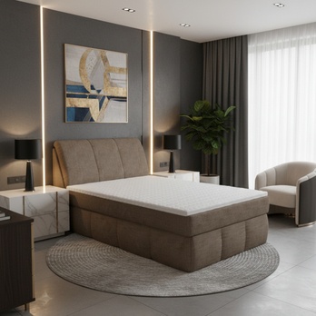 Postel s matrací a topperem ELEIN taupe, 120x200 cm 1