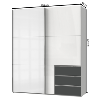Šatní skříň ELIOT bílá/grafit, šířka 200 cm 4