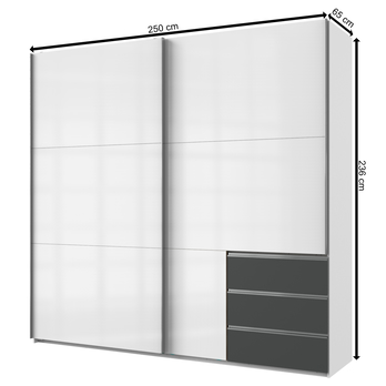 Šatní skříň ELIOT bílá/grafit, šířka 250 cm 4