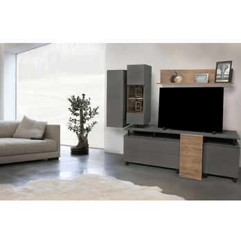 Obývací stěna ELLISON dub craft tobacco/antracitová 1