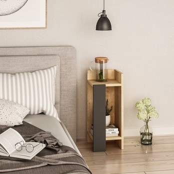 Noční stolek ELOS dub/antracit, pravé provedení 1