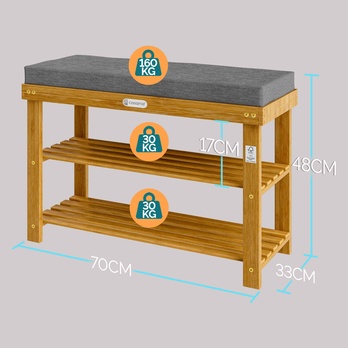 Botníková lavice ELVATE 1 akácie/šedá, šířka 70 cm 6