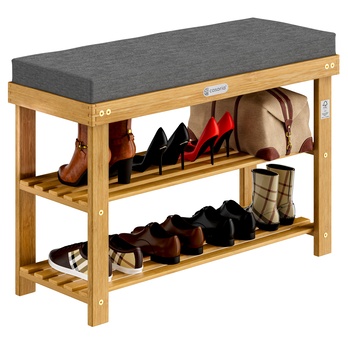 Botníková lavice ELVATE 2 akácie/šedá, šířka 90 cm 2