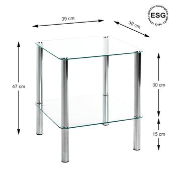 Přístavný stolek EMDEN sklo/chrom, čtverec 4