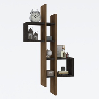 Nástěnný regál EMSE dub/černá 2