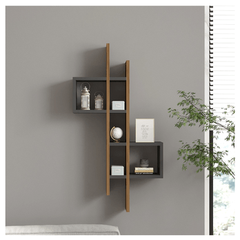 Nástěnný regál EMSE dub/černá 1