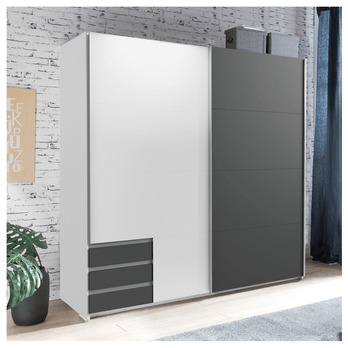 Šatní skříň ERICA grafitová/bílá, šířka 179 cm 1