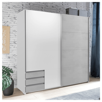 Šatní skříň ERICA šedá/bílá, šířka 179 cm 1