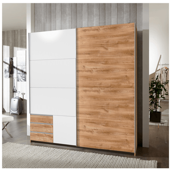 Šatní skříň ERICA přírodní/bílá, šířka 179 cm 1