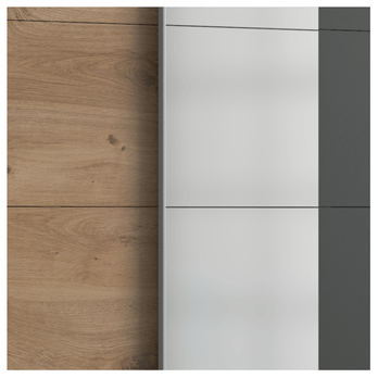 Šatní skříň se zrcadlem  ERICA grafitová/přírodní, šířka 135 cm 3