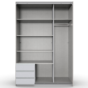 Šatní skříň se zrcadlem  ERICA přírodní/bílá, šířka 135 cm 2