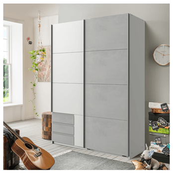 Šatní skříň ERICA šedá/bílá, šířka 135 cm 1