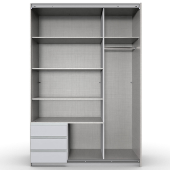 Šatní skříň se zrcadlem  ERICA šedá/bílá, šířka 135 cm 2