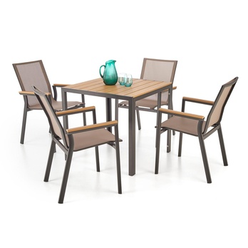 Zahradní stůl FAIRRU černá/hnědá, šířka 80 cm 6