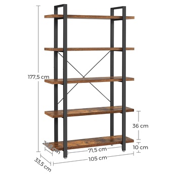 Regál/knihovna FARO 4 černá/hnědá 6
