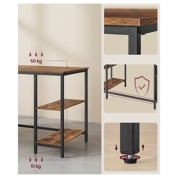 Pracovní stůl FEET hnědá/černá 2